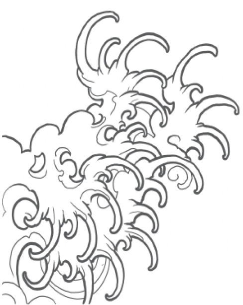 The second of two background images. A large teal drawing of 'Finger Waves', in the bottom left of the screen.
