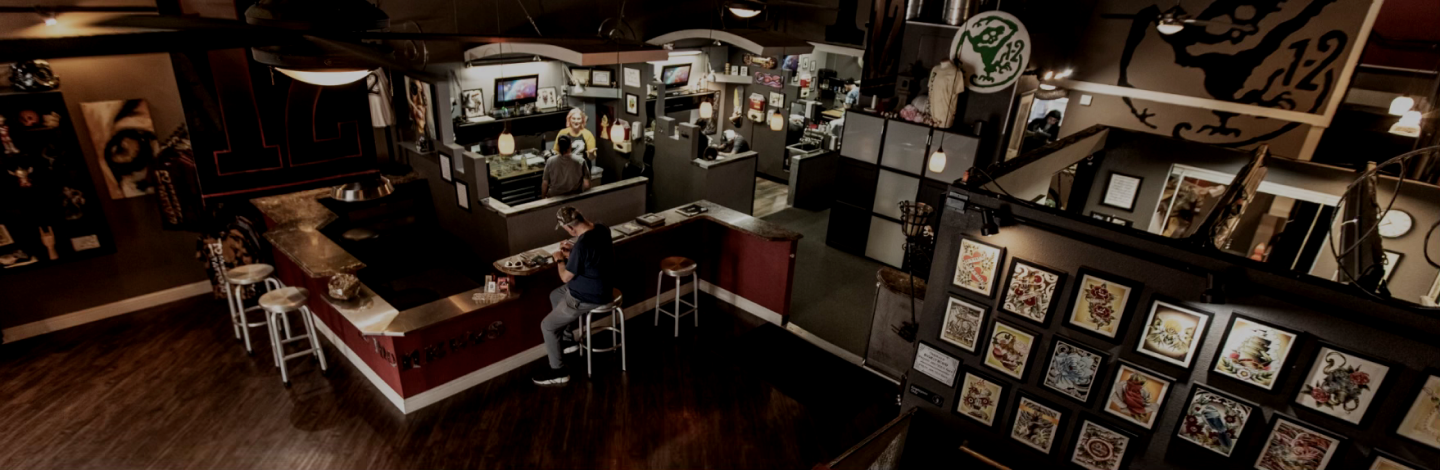 An overhead image of the 12 Monkeys Tattoos studio